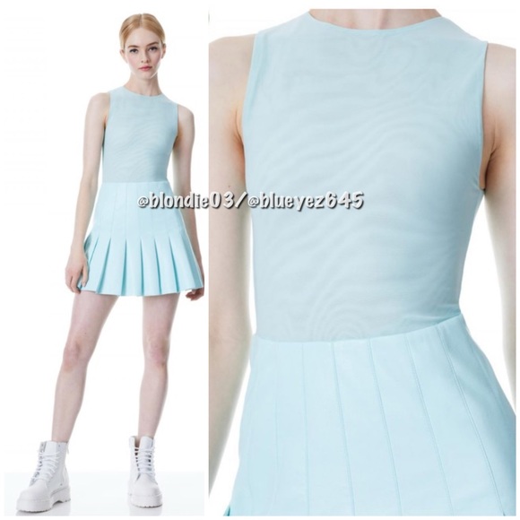 Alice + Olivia “Chara” vegan leather pleated dress in julep 4 NWT - Picture 2 of 5